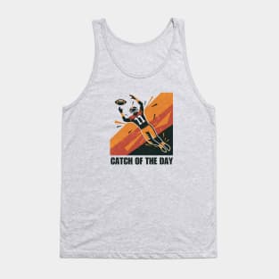 Modern American Football Player Catching Ball - Dark Brown & Orange Tank Top